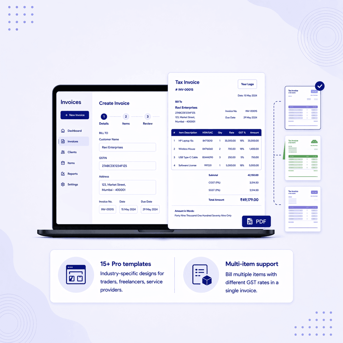 Invoice preview in PocketGST
